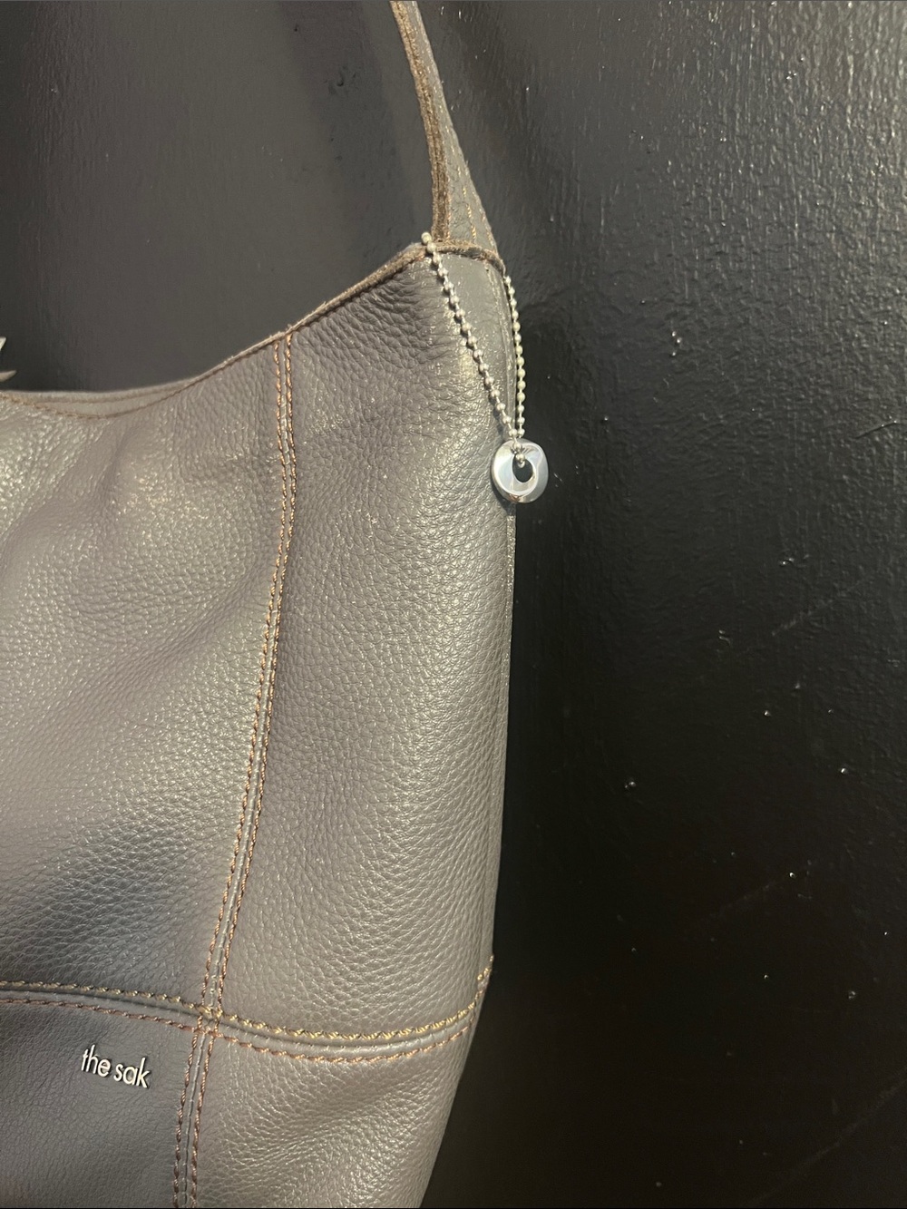 Vintage The Sak Pebbled Leather Shoulder Bag in Pewter Grey - Picture 4 of 4